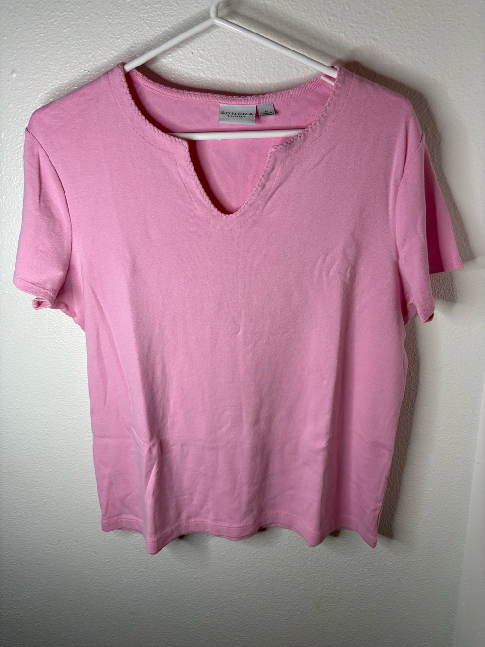Pink Women’s Cotton Sweater - Soft Pink Knit - L